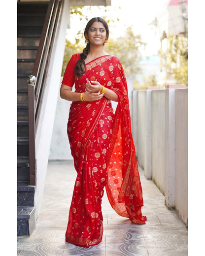 Banarasi Gharchola Dollar Buti Bandhani Saree | Authentic Rajasthani Bridal Saree – Lfariya Fashion