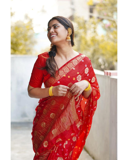 Banarasi Gharchola Dollar Buti Bandhani Saree | Authentic Rajasthani Bridal Saree – Lfariya Fashion