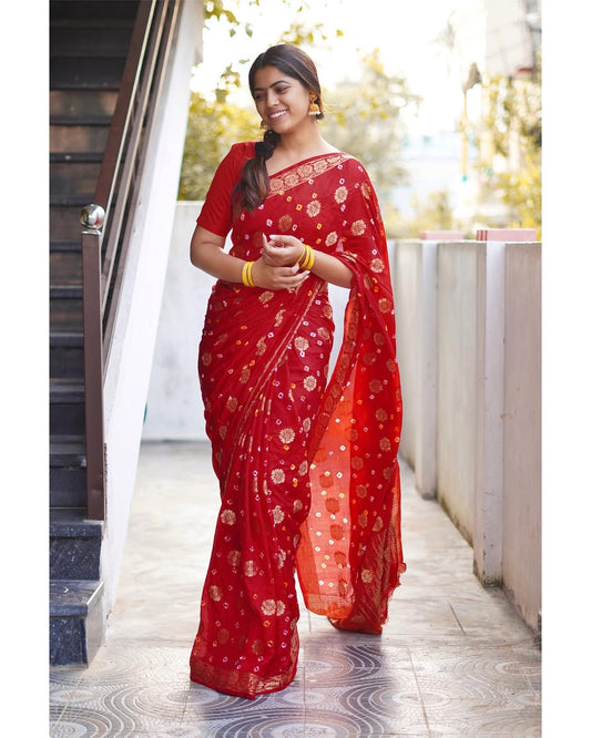 Banarasi Gharchola Dollar Buti Bandhani Saree | Authentic Rajasthani Bridal Saree – Lfariya Fashion