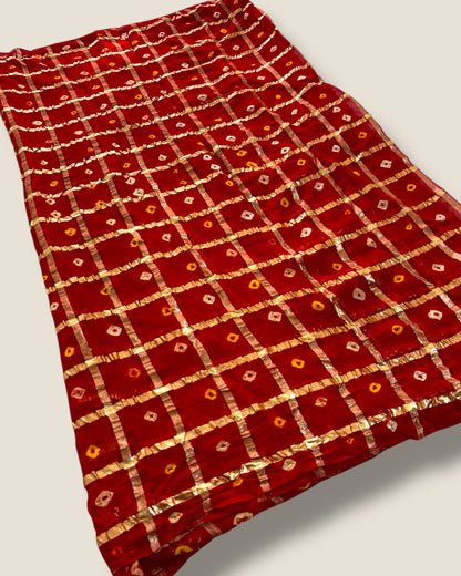 Buy Women’s Red Bandhani Gharchola Saree Online – Premium Zari Work Saree from Lfariya Fashion