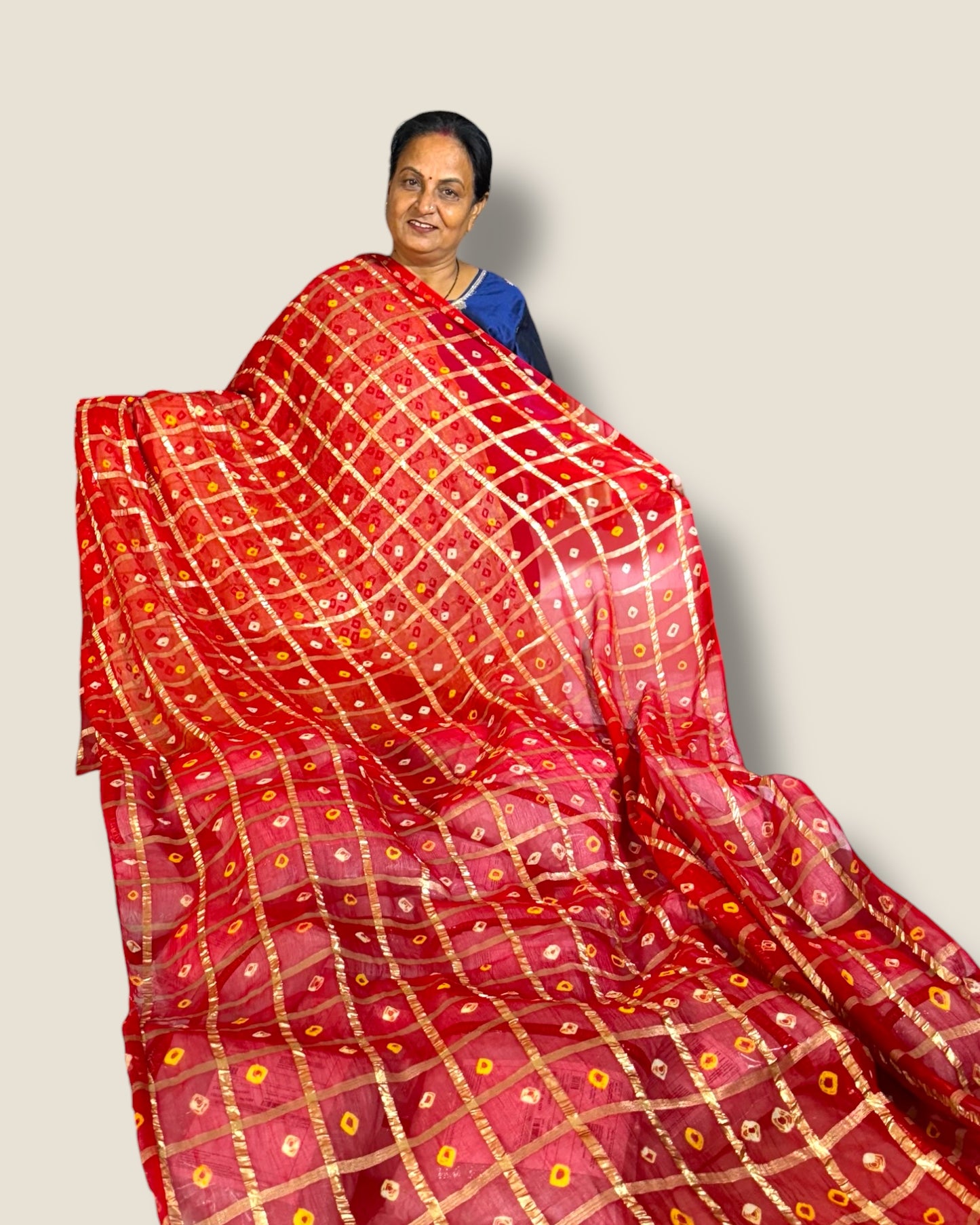 Buy Red Gharchola Bandhani Saree with Pure Zari Work – Traditional Rajasthani Bandhej Saree for Women by Lfariya Fashion