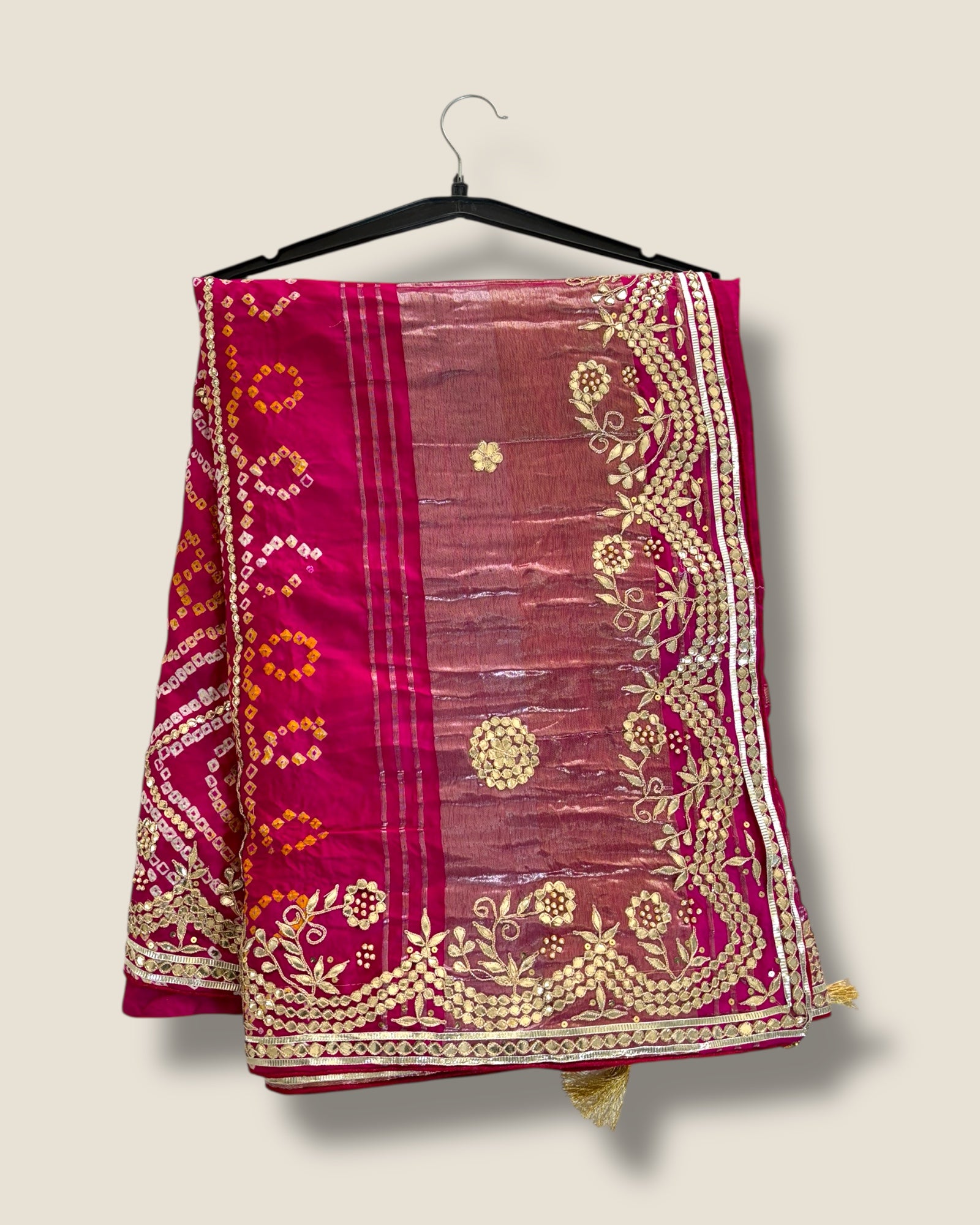 Luxury Modal Gaji Silk Saree with Ekdana Bandhej Pattern & Heavy Zari Work – Lfariya Fashion