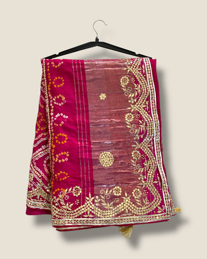 Luxury Modal Gaji Silk Saree with Ekdana Bandhej Pattern & Heavy Zari Work – Lfariya Fashion