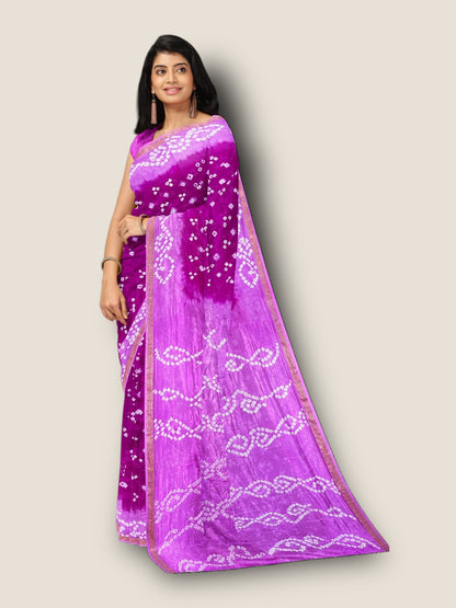 Taffeta Silk 3D Bandhani Saree | Authentic Rajasthani Saree – Lfariya Fashion
