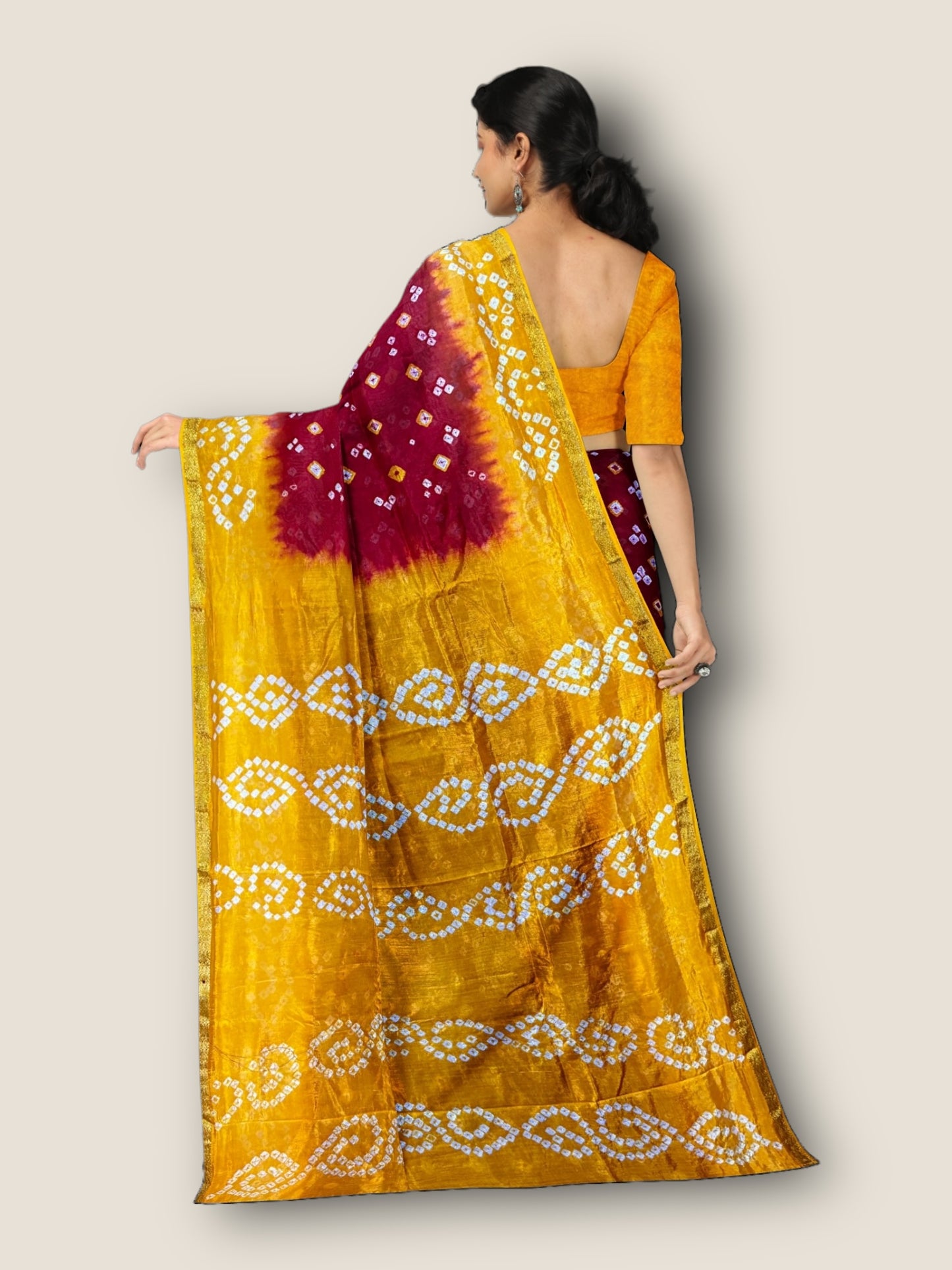 Taffeta Silk 3D Bandhani Saree | Authentic Rajasthani Saree – Lfariya Fashion