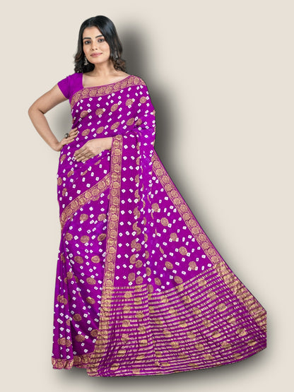 Banarasi Gharchola Dollar Buti Bandhani Saree | Authentic Rajasthani Bridal Saree – Lfariya Fashion