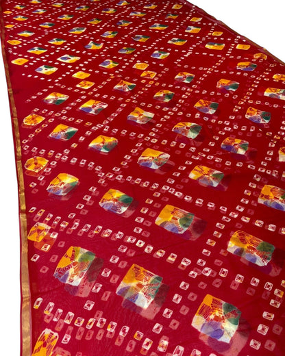 Pure Georgette Bandhani & Batik Saree | Rajasthani Ethnic Saree – Lfariya Fashion