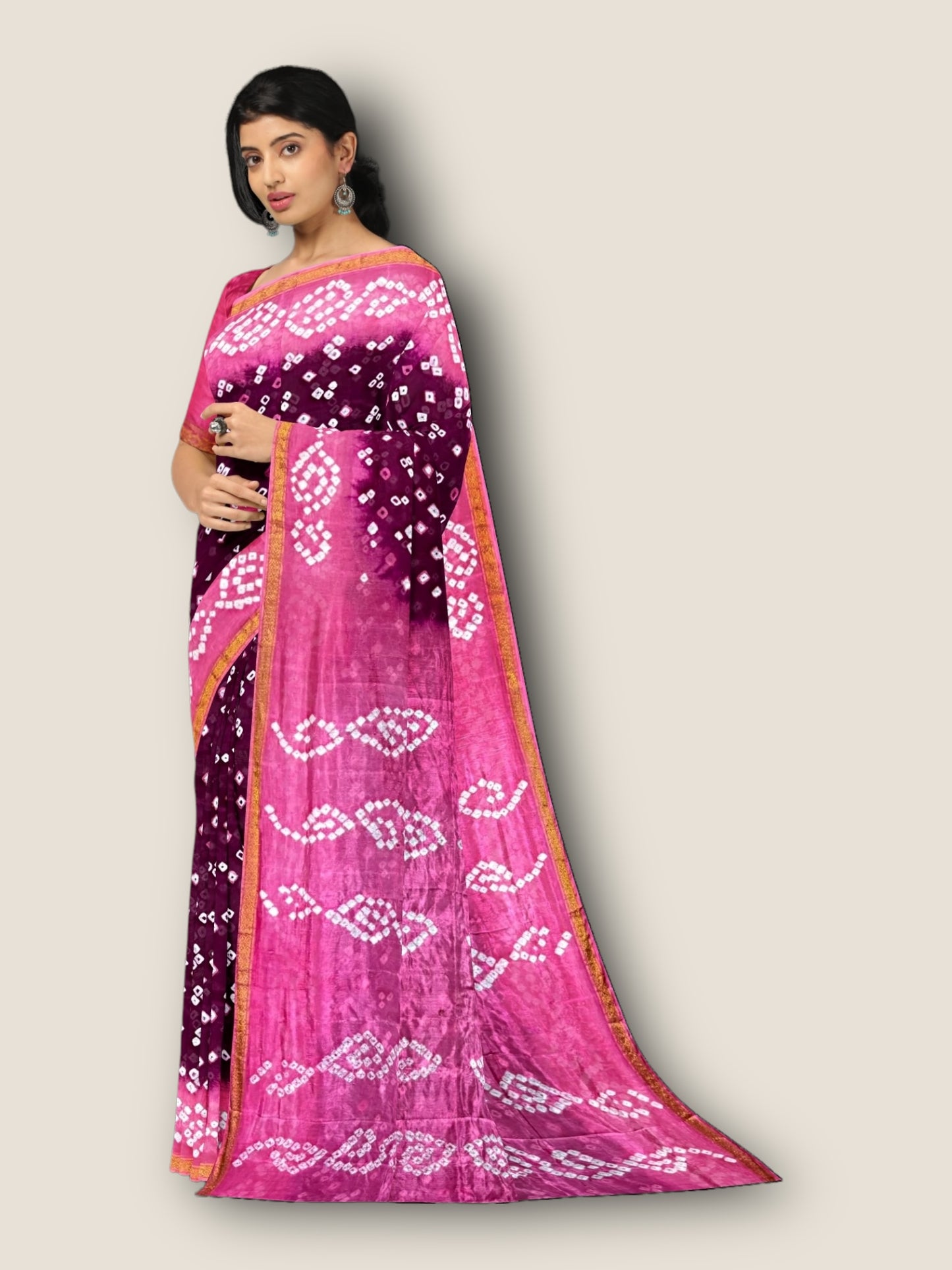 Taffeta Silk 3D Bandhani Saree | Authentic Rajasthani Saree – Lfariya Fashion