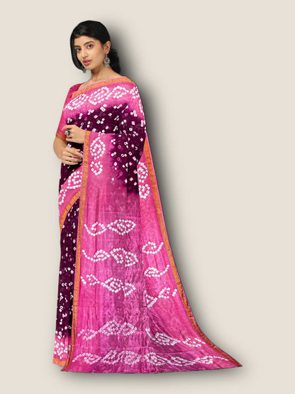 Taffeta Silk 3D Bandhani Saree | Authentic Rajasthani Saree – Lfariya Fashion