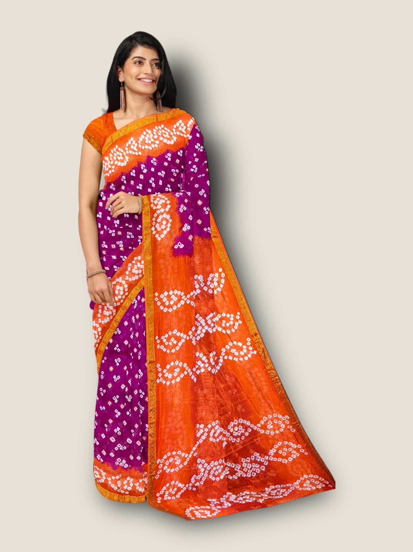 Taffeta Silk 3D Bandhani Saree | Authentic Rajasthani Saree – Lfariya Fashion