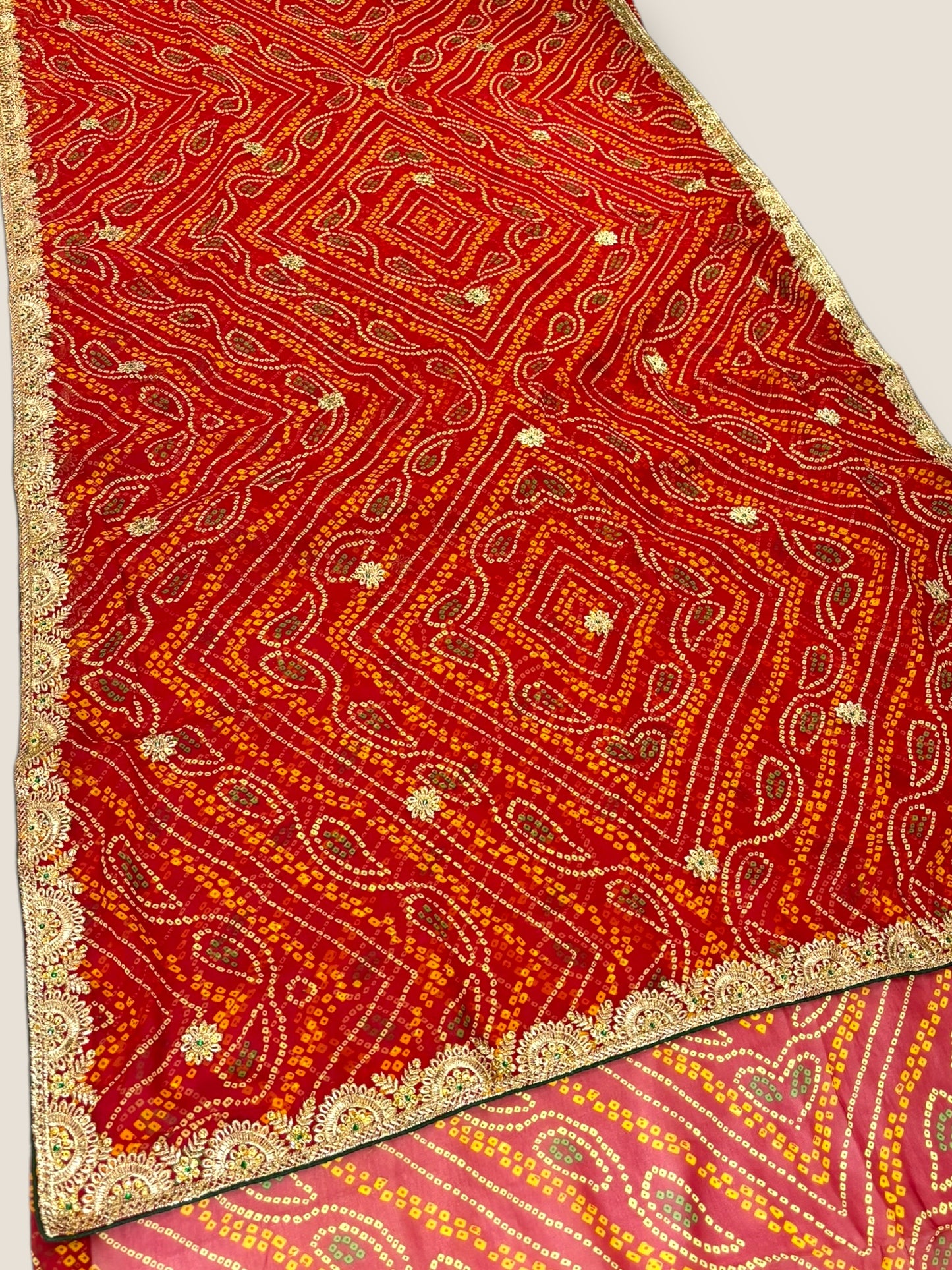 Printed Bandhani Zari Work Georgette Saree | Festive & Wedding Saree – Lfariya Fashion