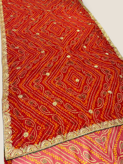 Printed Bandhani Zari Work Georgette Saree | Festive & Wedding Saree – Lfariya Fashion