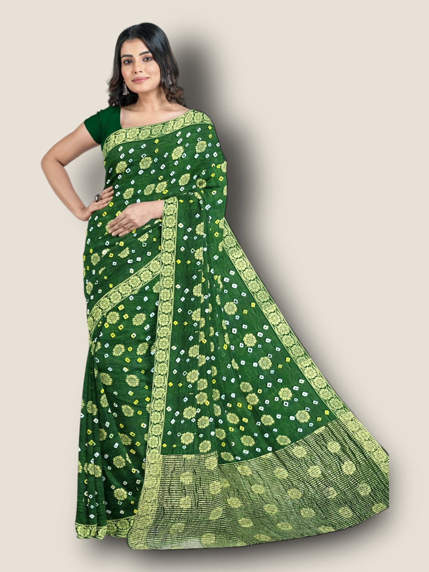 Banarasi Gharchola Dollar Buti Bandhani Saree | Authentic Rajasthani Bridal Saree – Lfariya Fashion