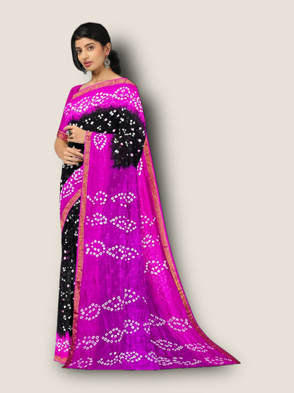 Taffeta Silk 3D Bandhani Saree | Authentic Rajasthani Saree – Lfariya Fashion