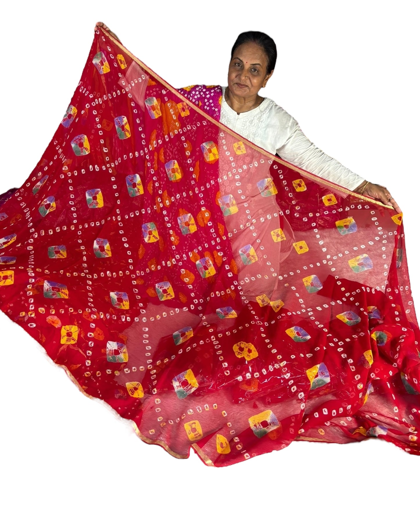 Pure Georgette Bandhani & Batik Saree | Rajasthani Ethnic Saree – Lfariya Fashion