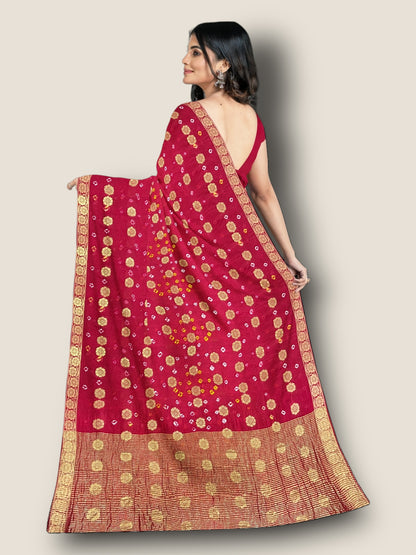 Banarasi Gharchola Dollar Buti Bandhani Saree | Authentic Rajasthani Bridal Saree – Lfariya Fashion
