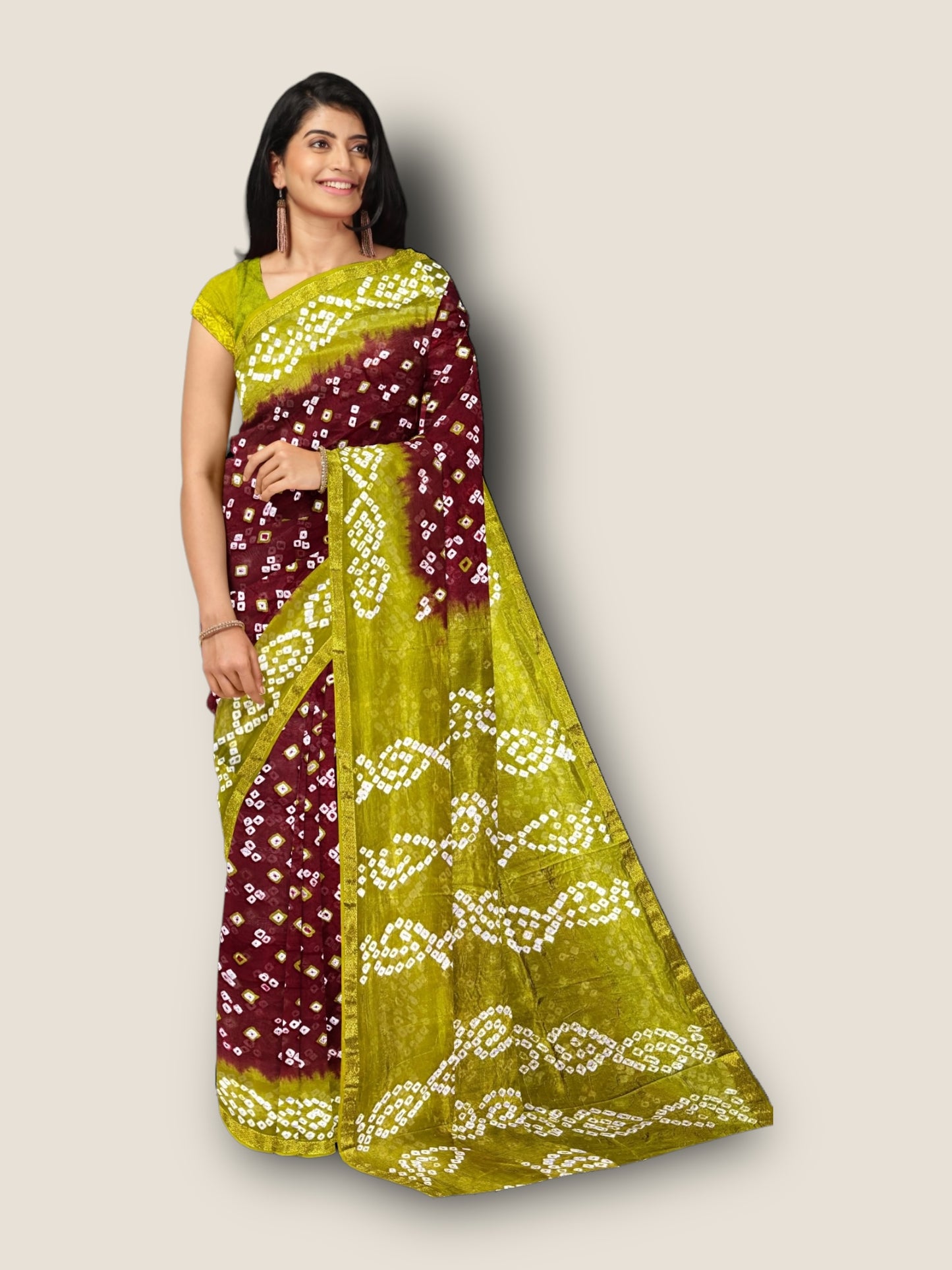Taffeta Silk 3D Bandhani Saree | Authentic Rajasthani Saree – Lfariya Fashion