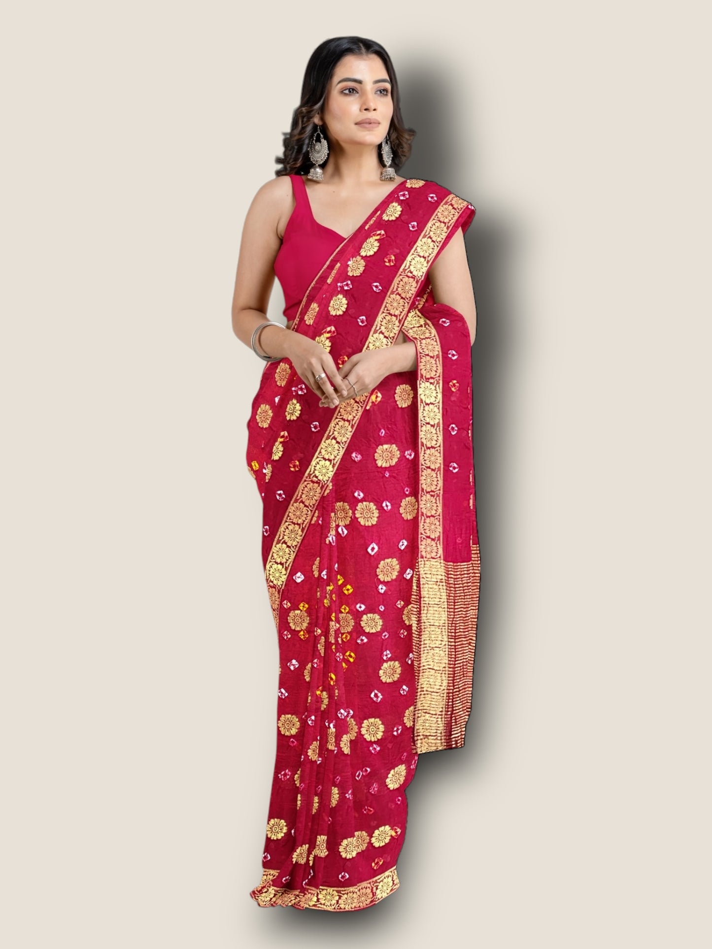 Banarasi Gharchola Dollar Buti Bandhani Saree | Authentic Rajasthani Bridal Saree – Lfariya Fashion