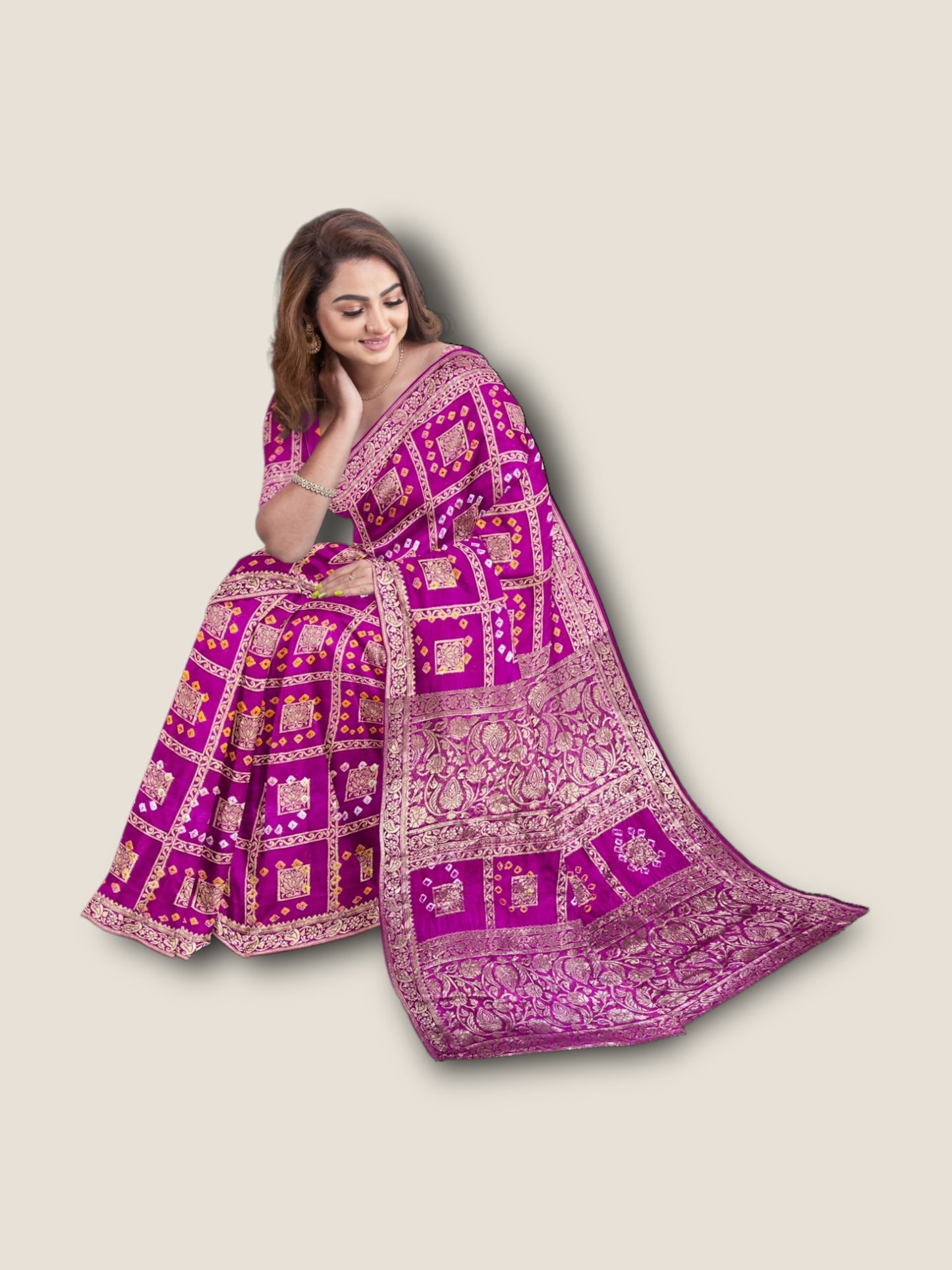 Banarasi Gharchola Bandhani Saree – Traditional Rajasthani Wedding Wear | Lfariya Fashion