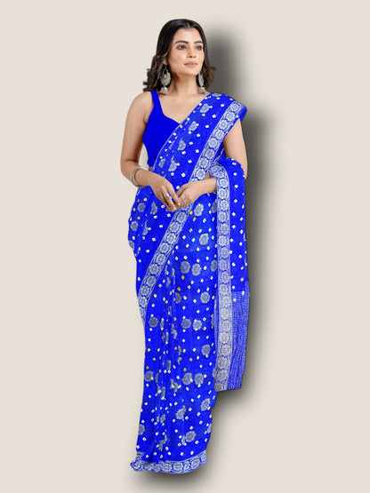 Banarasi Gharchola Dollar Buti Bandhani Saree | Authentic Rajasthani Bridal Saree – Lfariya Fashion