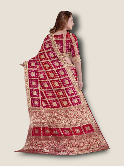 Banarasi Gharchola Bandhani Saree – Traditional Rajasthani Wedding Wear | Lfariya Fashion