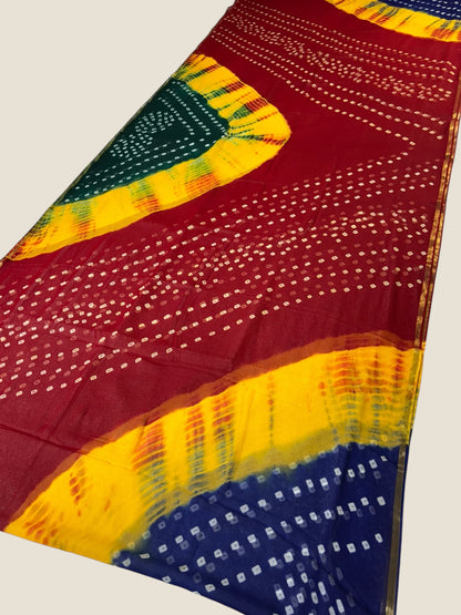 Handmade Festival Bandhani Saree with Saree Tie-Dye Saree for Women