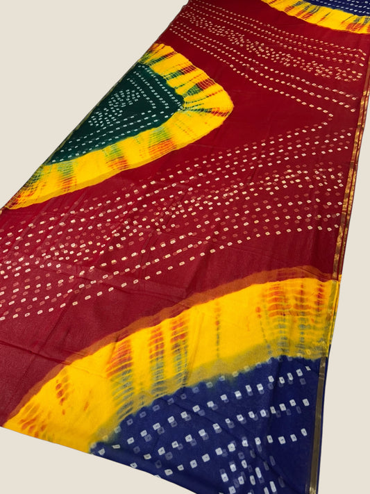 Handmade Festival Bandhani Saree with Saree Tie-Dye Saree for Women