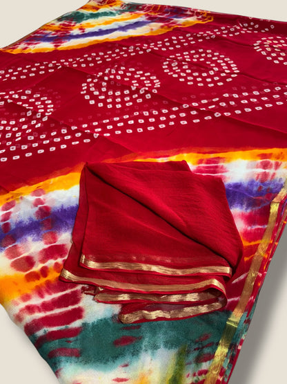 Handmade Bandhani Sarees | Festive, Bridal & Tie-Dye Saree for Women - Lfariya Fashion
