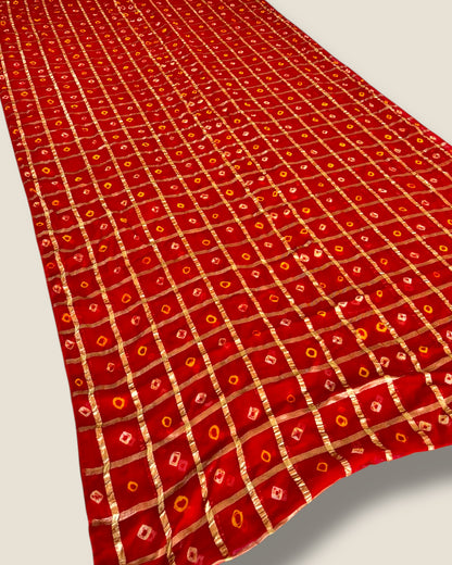 Pure Georgette Bandhani Saree | Gharchola Zari Checks Saree with Blouse Piece – Lfariya Fashion