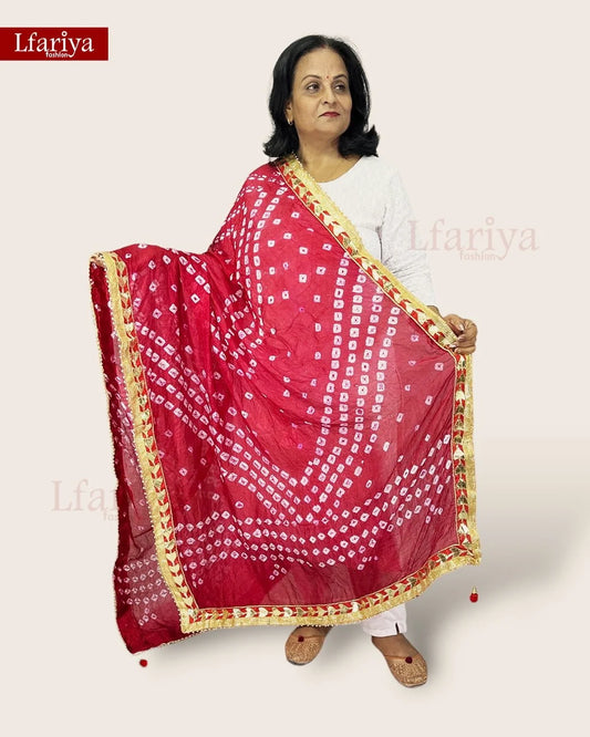 Handmade Bandhani Heavy Gota Patti Aari Work Dupatta
