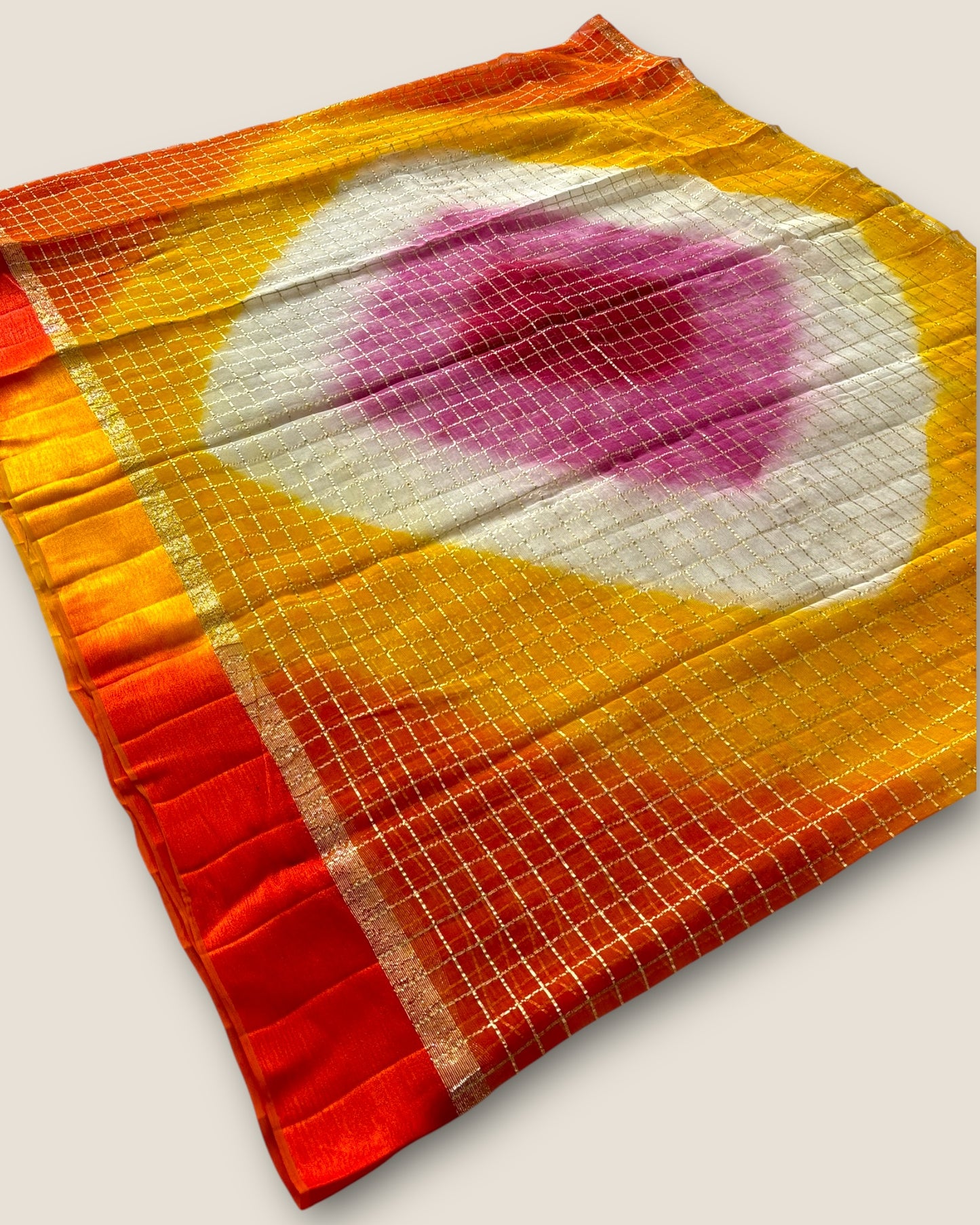 Pure Georgette Contrast Colour Zari Checks with Resham Border Saree – Lfariya Fashion