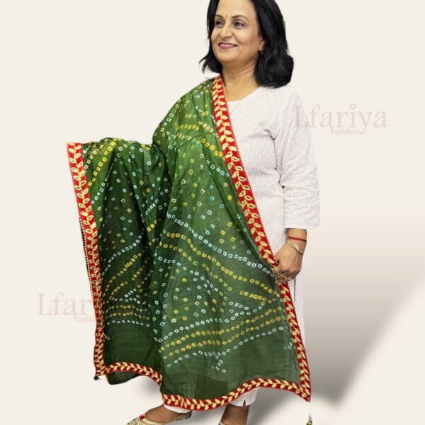 Handmade Bandhani Velvet Gota Patti Lace Dupatta